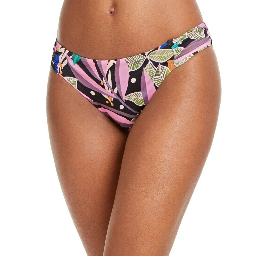Bar III Womens Medium Hidden Jungle Printed Side-Shirred Bikini Bottoms $44 1513